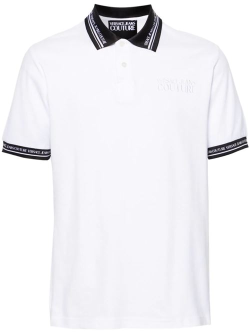 white/black cotton piqué weave polo Versace Jeans | 76GAGT09CJ01T003